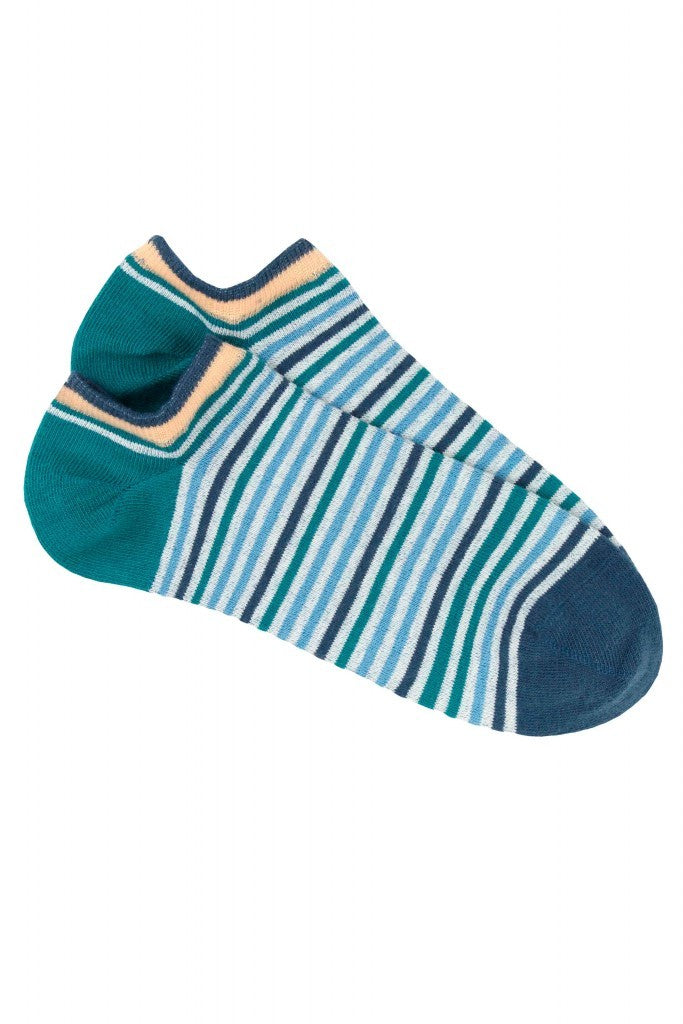 Pedemeia Damen-Low-Cut-Söckchen, gestreift, Bio-Baumwoll-Mix