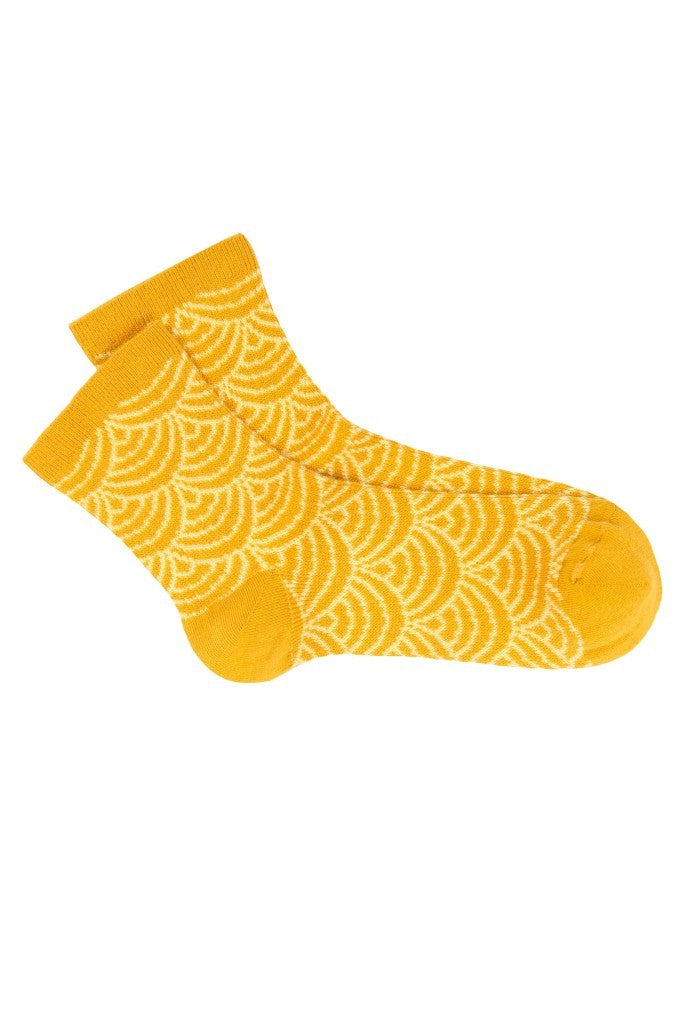 Pedemeia Damen-Söckchen mit Fächer-Muster, Bio-Baumwoll-Mix