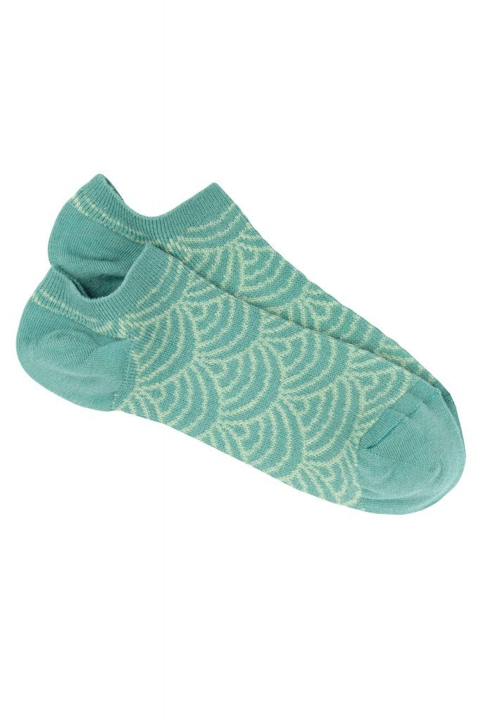 Pedemeia Damen-Low-Cut-Söckchen mit Fächer-Muster, Bio-Baumwoll-Mix