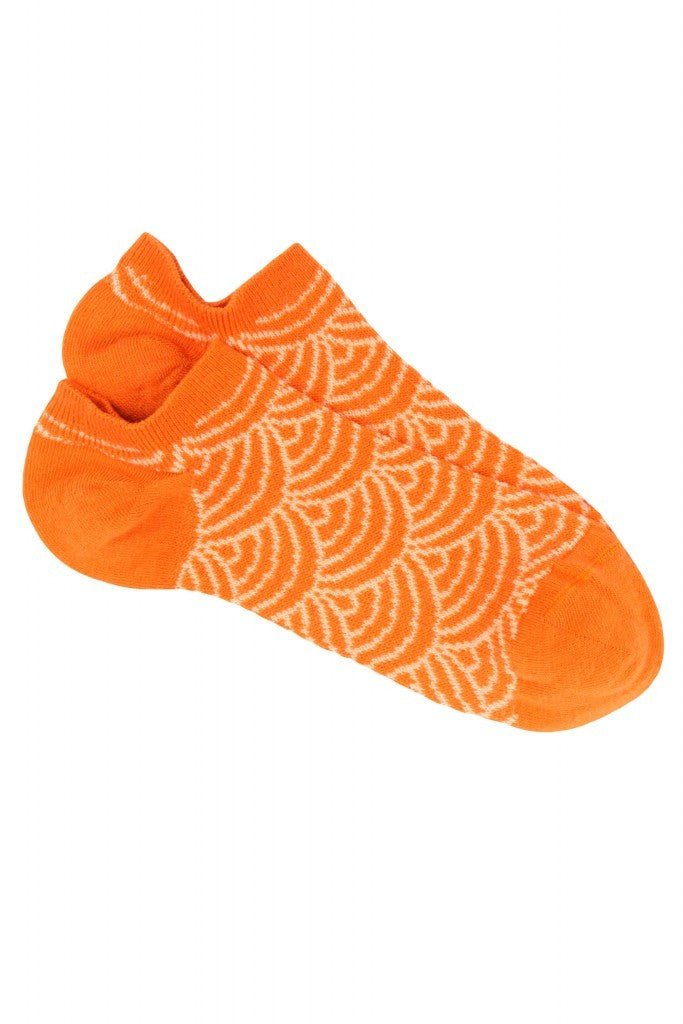 Pedemeia Damen-Low-Cut-Söckchen mit Fächer-Muster, Bio-Baumwoll-Mix