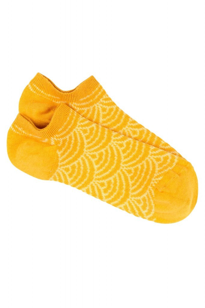 Pedemeia Damen-Low-Cut-Söckchen mit Fächer-Muster, Bio-Baumwoll-Mix