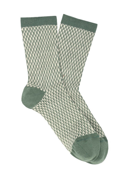 Pedemeia Damen-Söckchen mit Dreieck-Rauten-Muster, Bio-Baumwoll-Mix