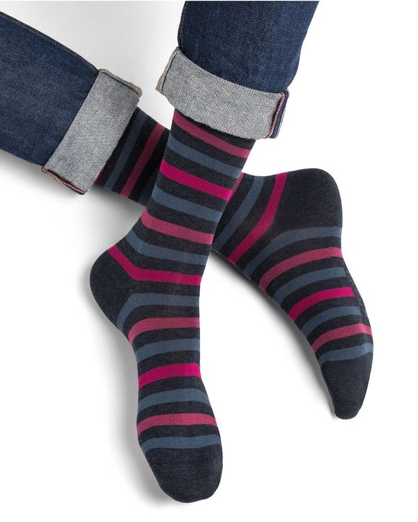Bleuforêt Herren-Socken,  Multicolor-Ringel