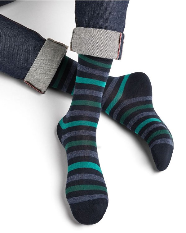 Bleuforêt Herren-Socken,  Multicolor-Ringel